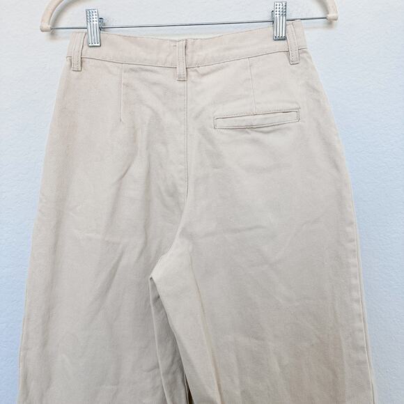 Oak + Fort High Waist Wide Leg Denim Cropped Jeans in‎ Cream Womens Size 2 - Picture 8 of 10